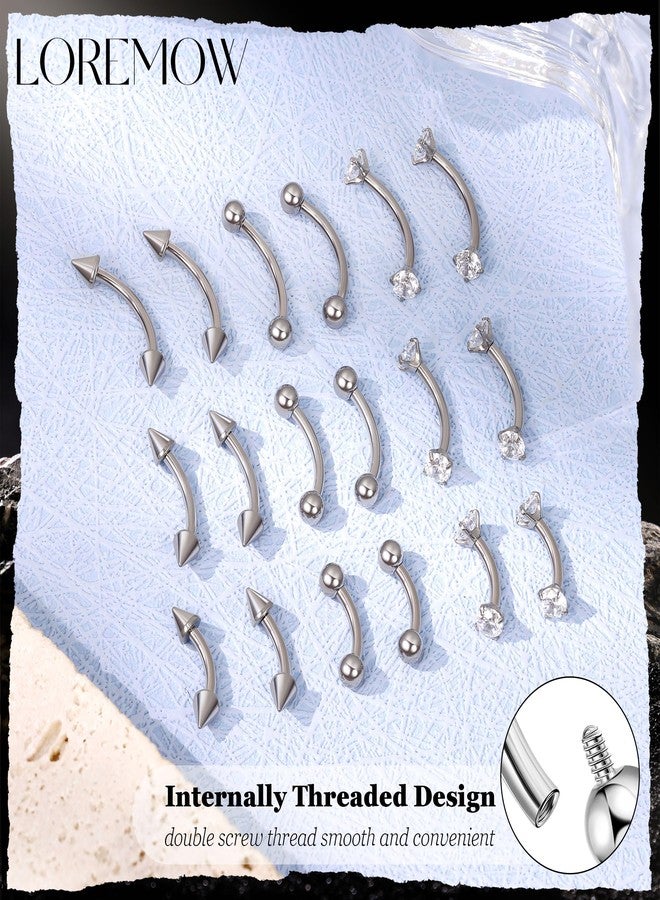 LOREMOW 16G G23 Pure Titanium Eyebrow Piercing Jewelry for Women Men Small Curved Barbell Belly Ring Eyebrow Vertical Labret Lip Tongue Ring Rook Helix Conch Daith Earring Piercing Jewelry Sliver 8MM - Image 3